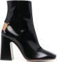 Maison Margiela Glanzende leren enkellaarzen met vierkante neus en blokhak Zwart Dames - Thumbnail 1
