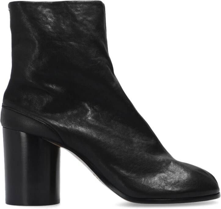 Maison Margiela Zwarte leren Tabi enkellaarzen Black Dames