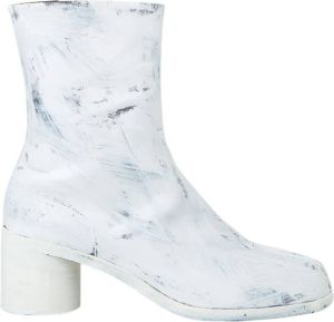 Maison Margiela Handgeschilderde Tabi Enkellaarzen Wit Heren