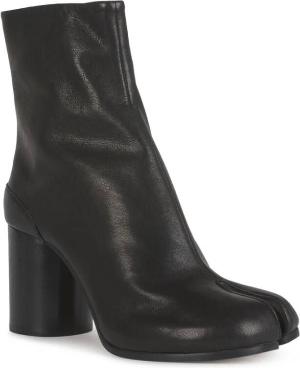 Maison Margiela Zwarte leren Tabi enkellaarzen Black Dames