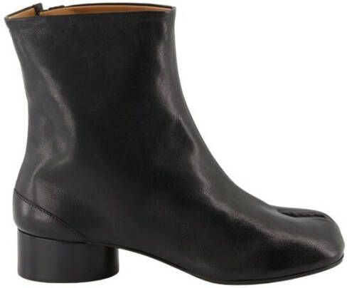 Maison Margiela Zwarte Leren Laarzen met Tabi Split-Teen Vorm Black Dames