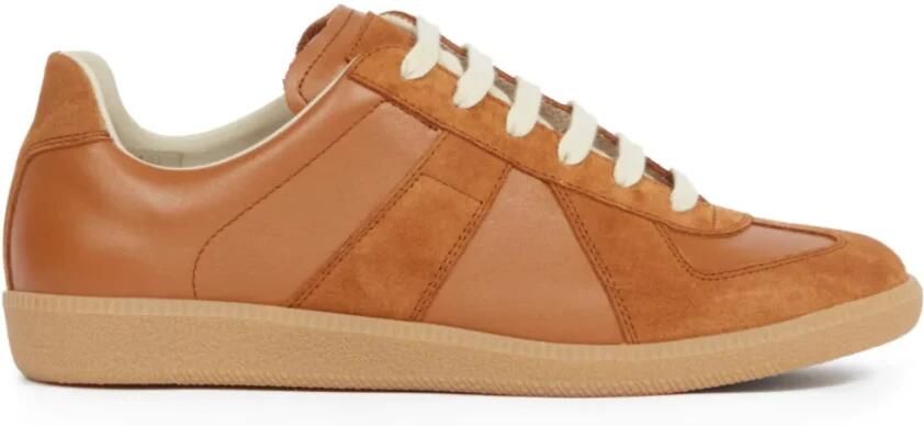 Maison Margiela Kameelbruin leren vetersneakers
