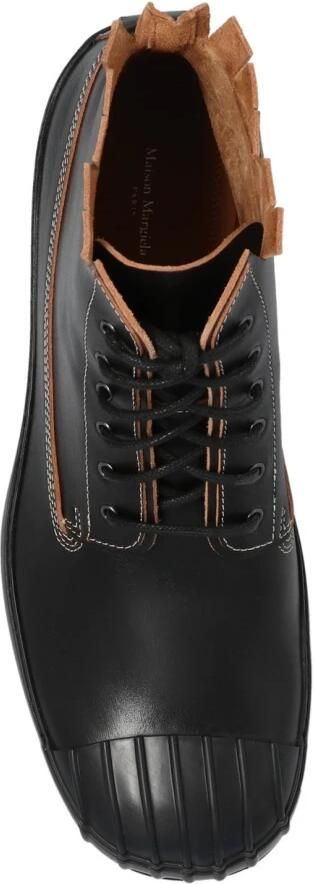 Maison Margiela Zwarte Leren Sneakers met Logo Detail