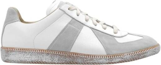 Maison Margiela Witte Sneakers met Grijze Suede Inzetstukken White Heren