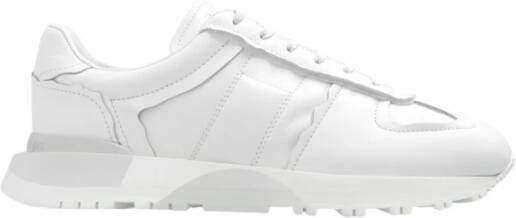 Maison Margiela Witte Leren Sneakers metumeriek Logo White Heren