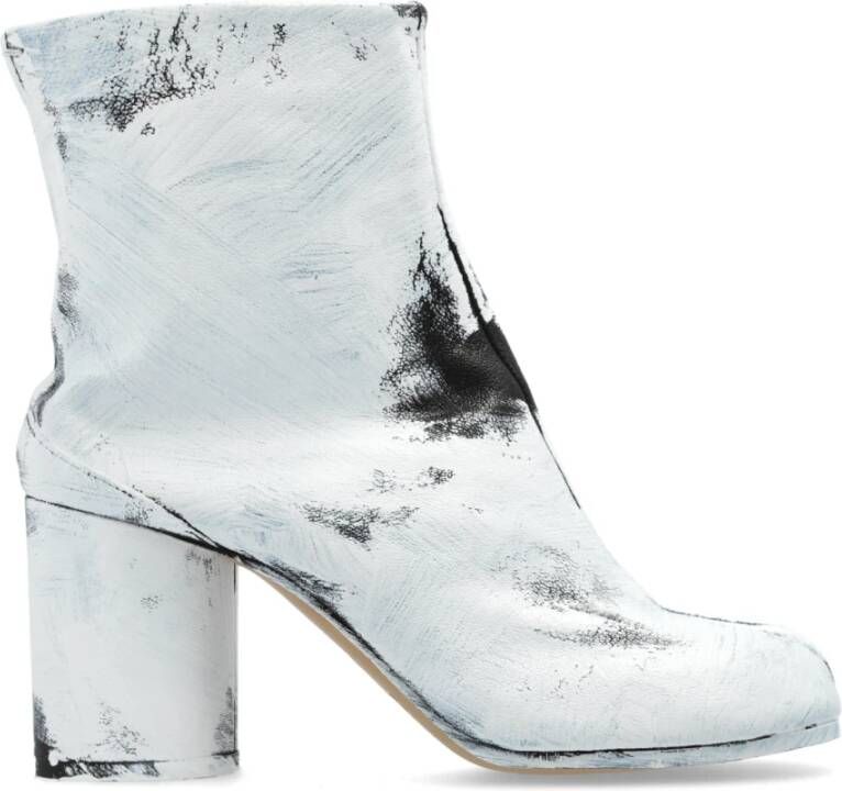 Maison Margiela Leren 'Tabi' Enkellaarzen White Dames