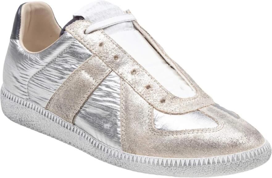 Maison Margiela Metallic Leren Sneakers Zilver Goud