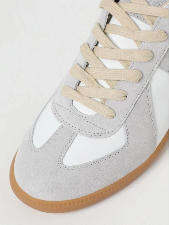 Maison Margiela Witte Leren Sneakers met Grijze Suède Inzetstukken White - Foto 2