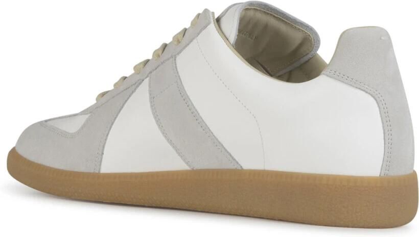Maison Margiela Witte Leren Sneakers met Grijze Suède Inzetstukken White - Foto 3