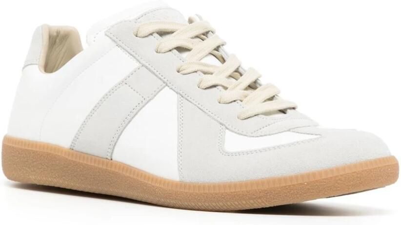 Maison Margiela Witte Leren Sneakers met Grijze Suède Inzetstukken White - Foto 4