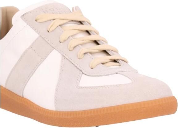 Maison Margiela Witte Leren Sneakers met Grijze Suède Inzetstukken White - Foto 16
