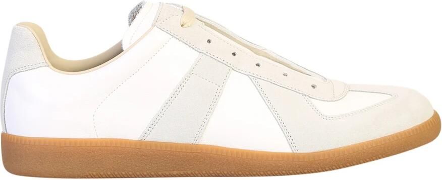 Maison Margiela Witte Leren Sneakers met Grijze Suède Inzetstukken White - Foto 9