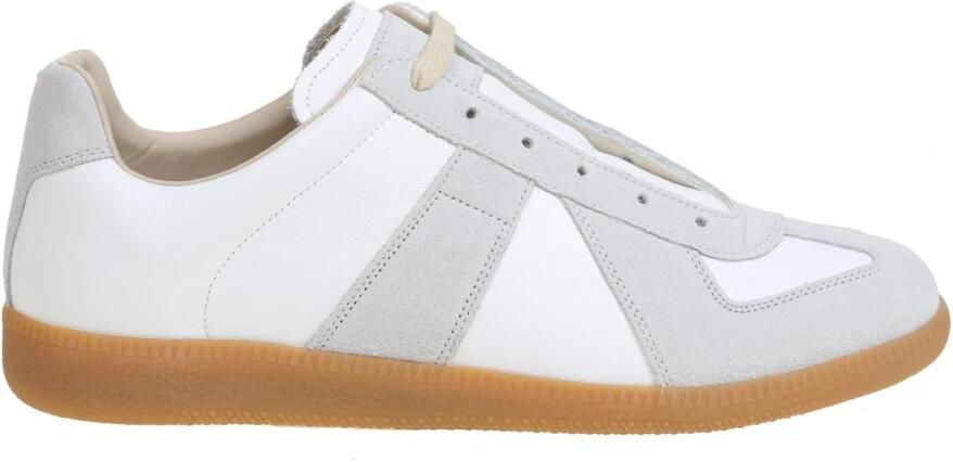 Maison Margiela Witte Leren Sneakers met Grijze Suède Inzetstukken White - Foto 7
