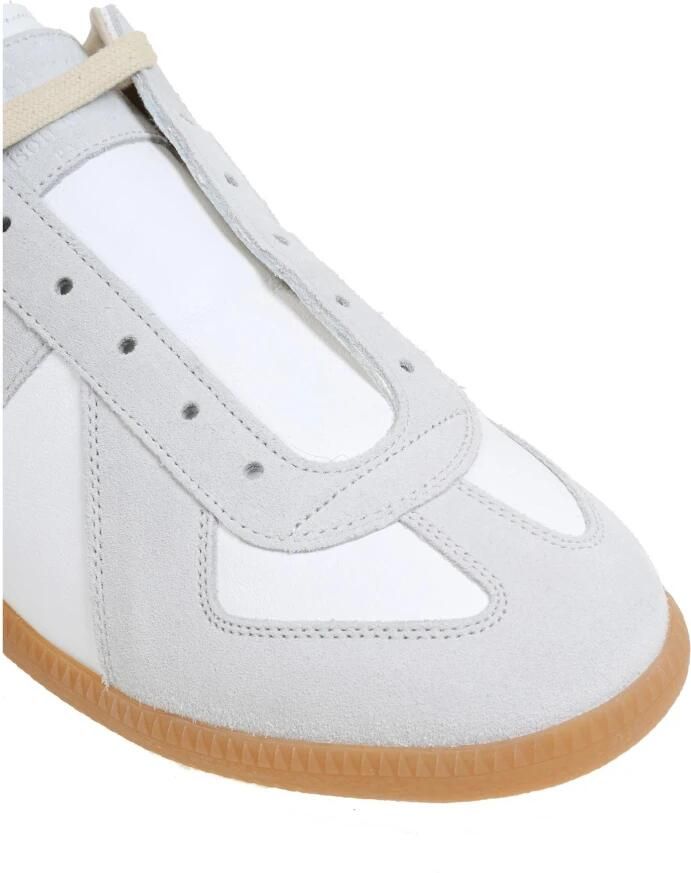 Maison Margiela Witte Leren Sneakers met Grijze Suède Inzetstukken White - Foto 5
