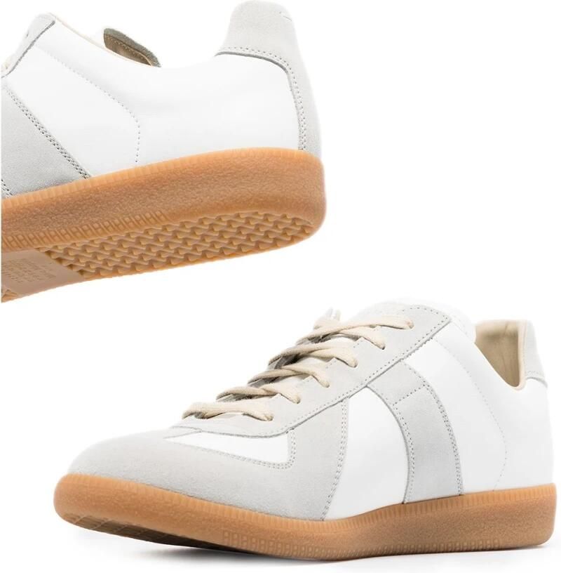 Maison Margiela Witte Leren Sneakers met Grijze Suède Inzetstukken White - Foto 3