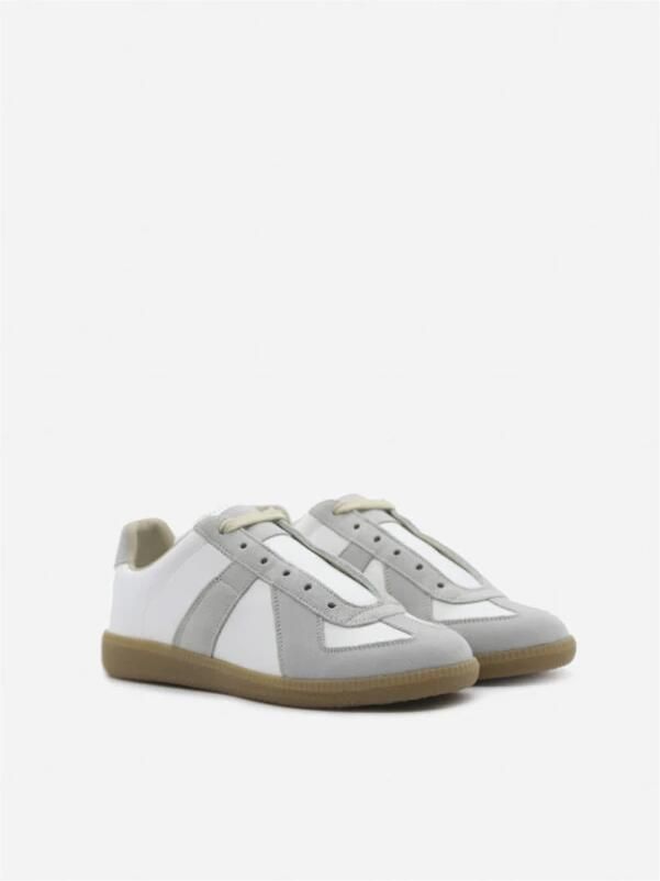 Maison Margiela Witte Leren Sneakers met Grijze Suède Inzetstukken White - Foto 6