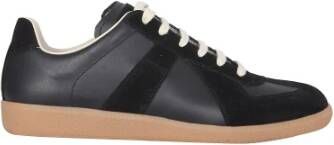 Maison Margiela Replica Leren Sneakers met Suède Inzetstukken Black Heren