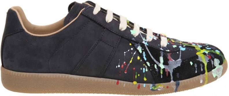 Maison Margiela Replica Leren Sneakers met Multicolor Details Black Heren