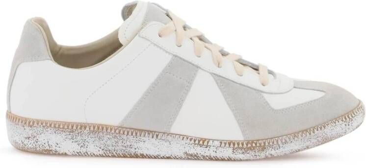 Maison Margiela Witte Sneakers met Grijze Suede Inzetstukken White Heren