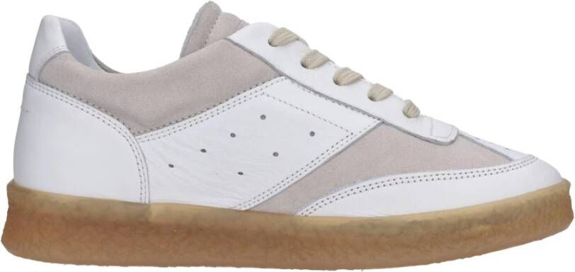 MM6 Maison Margiela Replica Leren Sneakers met Contrasterende Suède Inzetstukken White Dames