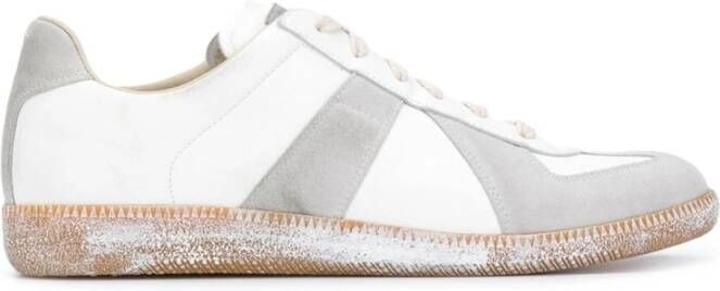 Maison Margiela Witte Sneakers met Grijze Suede Inzetstukken White Heren