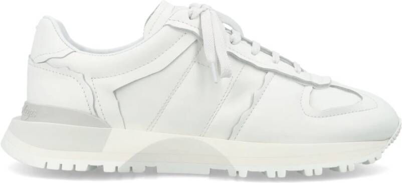 Maison Margiela Witte Leren Sneakers metumeriek Logo White Heren