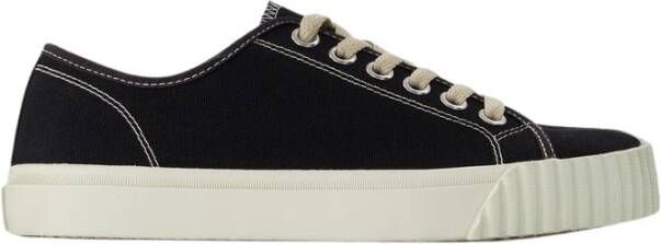 Maison Margiela Zwarte en witte leren lage Tabi sneakers Black Dames