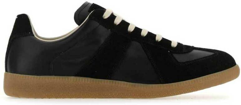 Maison Margiela Replica Leren Sneakers met Suède Inzetstukken Black Heren