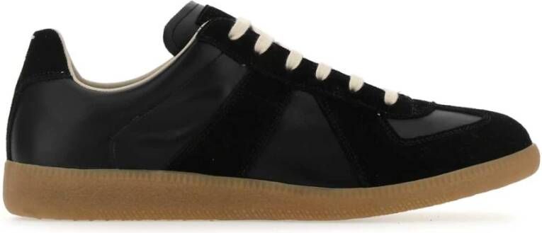 Maison Margiela Zwarte Replica lage sneakers van lamsskin Black