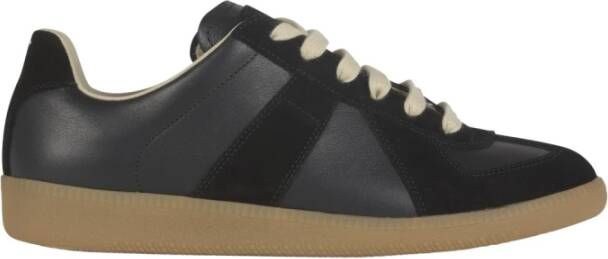 Maison Margiela Zwarte Replica lage sneakers van lamsskin Black