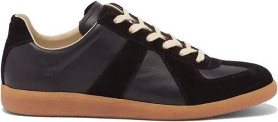 Maison Margiela Replica Leren Sneakers met Suède Inzetstukken Black Heren