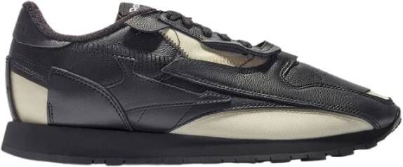 Maison Margiela Zwarte Leren Casual Gesloten Platte Sneakers Black Dames