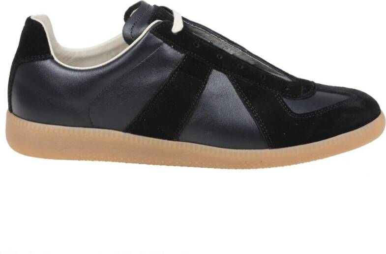 Maison Margiela Zwarte Replica lage sneakers van lamsskin Black