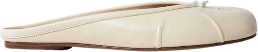 Maison Margiela Strik Detail Leren Ballerina Muiltjes White Dames