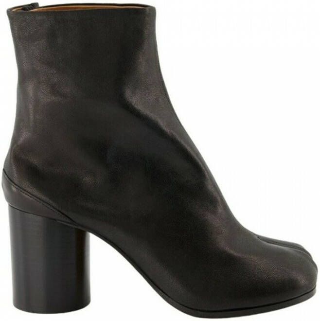Maison Margiela Tabi Teen Kalfsleren Enkellaarzen met Cilindrische Hak Black Dames