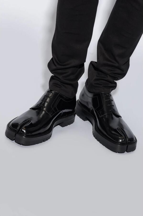 Maison Margiela Zwarte veterschoenen met rubberen zool Black Heren - Foto 4