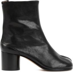 Maison Margiela Zwarte Leren Laarzen met Tabi Split-Teen Vorm Black Dames