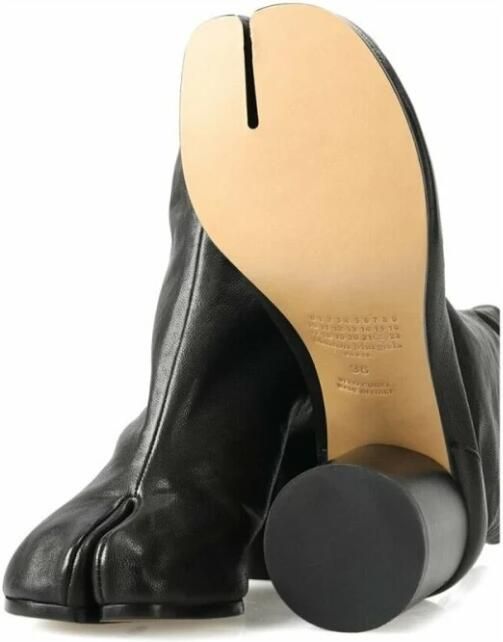 Maison Margiela Tabi Teen Kalfsleren Enkellaarzen met Cilindrische Hak - Foto 8