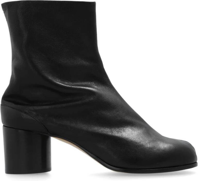 Maison Margiela Zwarte Leren Laarzen met Tabi Split-Teen Vorm Black Dames