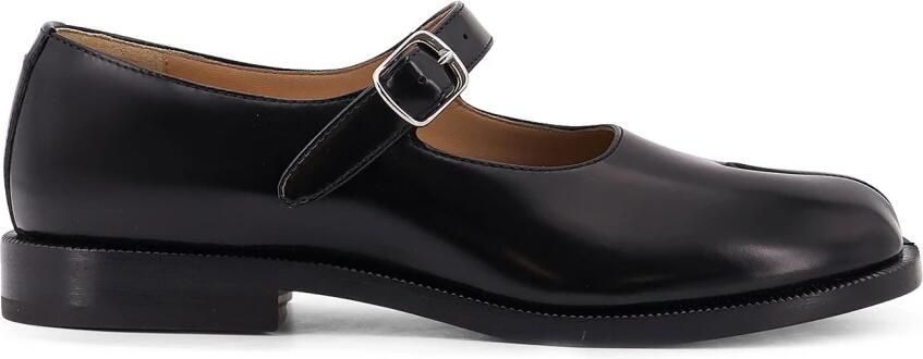 Maison Margiela Zwarte leren loafers met Tabi teen Black Dames