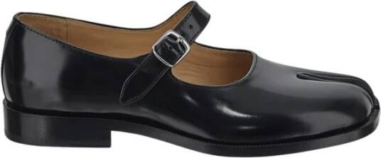 Maison Margiela Zwarte leren loafers met Tabi teen Black Dames