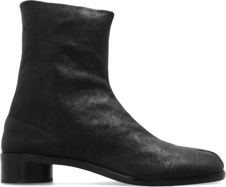 Maison Margiela Zwarte Leren Split Teen Enkellaarzen Black Heren