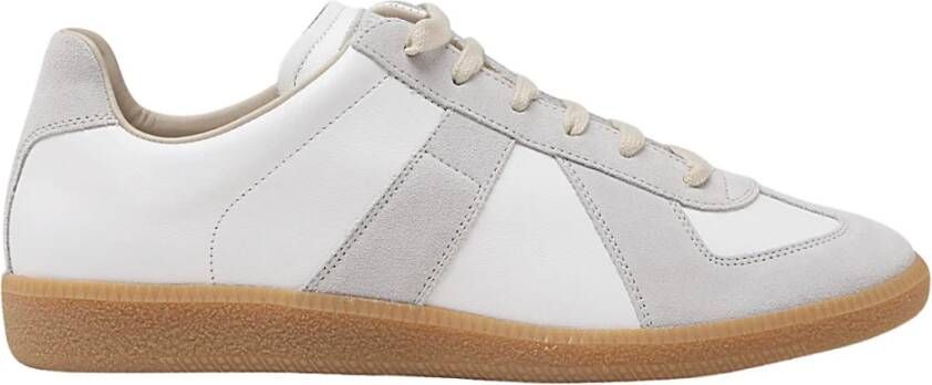 Maison Margiela Witte Leren Sneakers met Grijze Suède Inzetstukken White - Foto 8