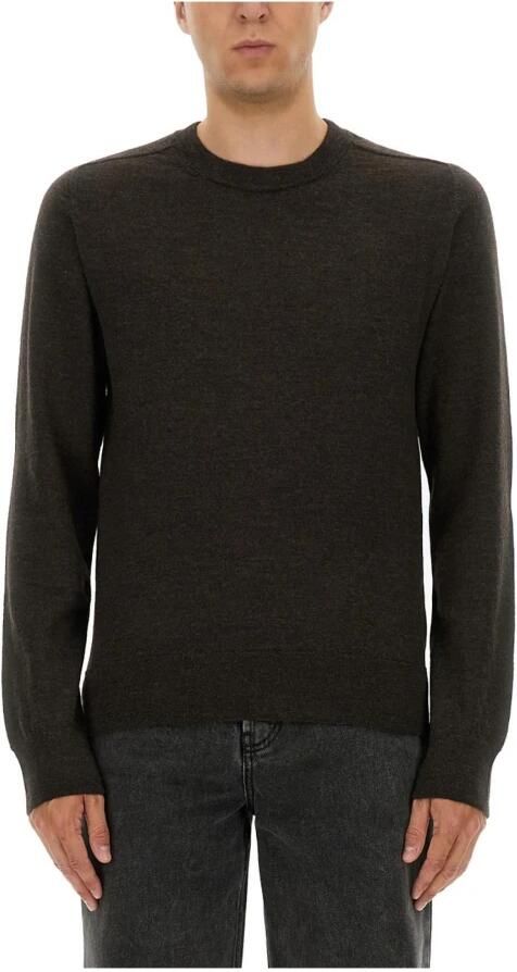 Maison Margiela Trui met ronde hals en suède elleboogstukken