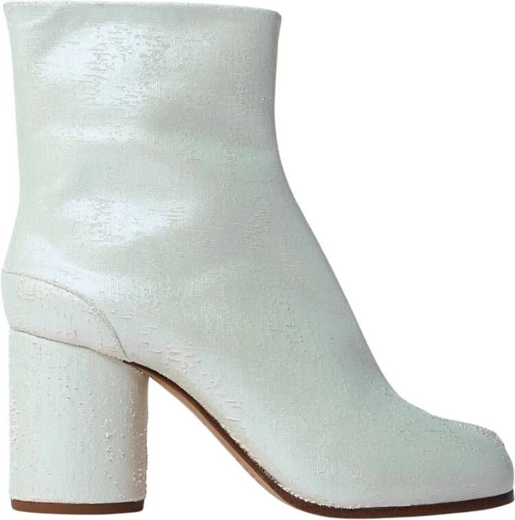 Maison Margiela Witte Parel Suède Lasergesneden Laarzen