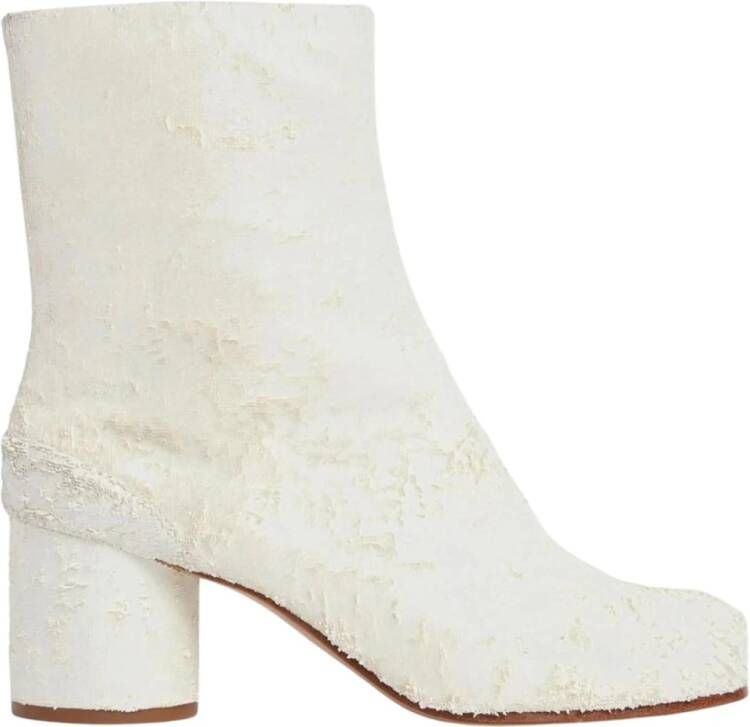 Maison Margiela Witte Gebeeldhouwde Hak Enkellaarzen