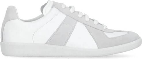 Maison Margiela Witte Leren Sneakers met Contrasterende Inzetstukken White Heren
