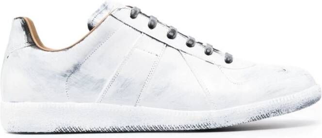 Maison Margiela Witte Leren Sneakers met Verf Detail