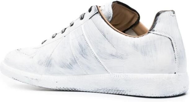 Maison Margiela Witte Leren Sneakers met Verf Detail