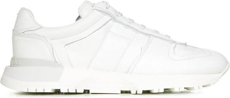 Maison Margiela Witte Leren Sneakers metumeriek Logo White Heren